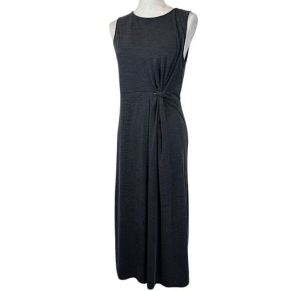Nicole Miller Ribbed Knit Stretch Side Knot Dress in Charcoal Gray Size Medium - Picture 1 of 9